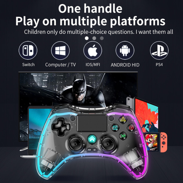 PS4 spilcontroller krystalklar transparent skal