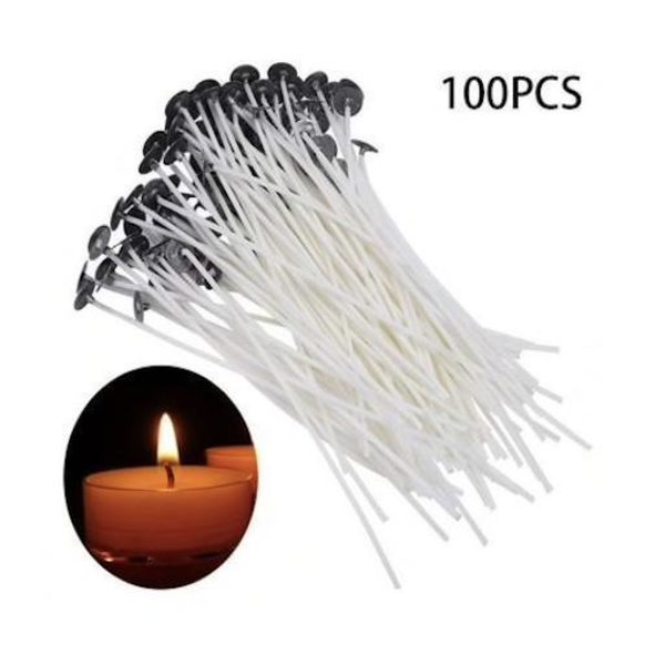 100 st Ljusstöd - Ljusvekar - Vaxade vekar Vita 20cm