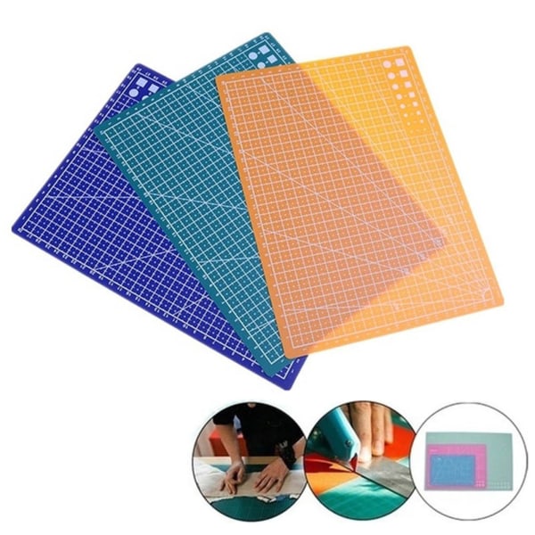 A4 PVC Ristnett Skjærebrett Profesjonelt Selvhelende Skjærematte Multifunksjonelt for Quilting Sy Scrapbooking DIY Håndverk Blå