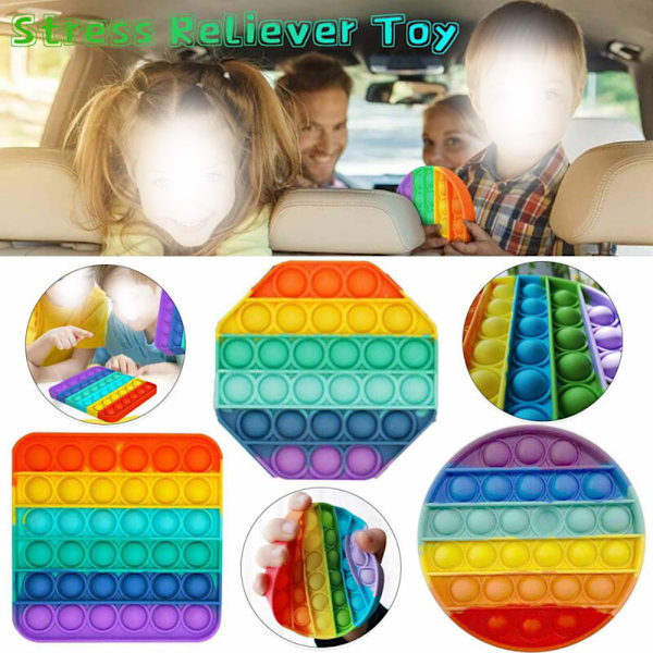 Regnbue Stressball Pop it Fidget Leke Sensorisk Trykk Boble