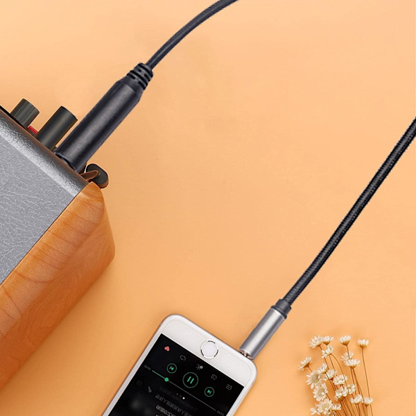 Audioadapterkabel 1/4 tommers hann til 1/8 tommers hunn