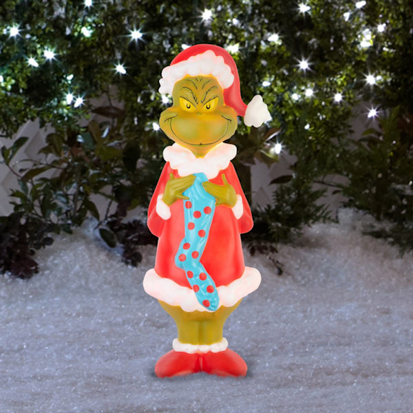 Grinch-dekorasjon til hagen - Akryl Grinch-figur til utendørs bruk C