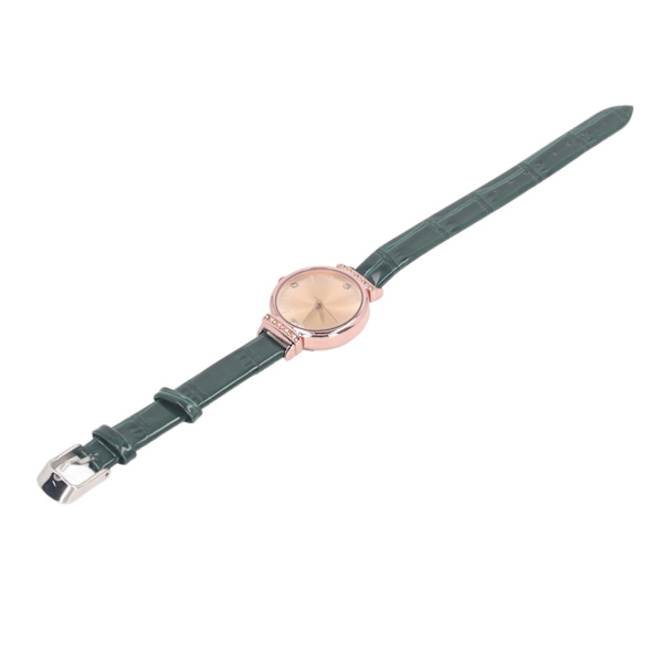 Minimalistisk Klocka för Kvinnor, Ultratunn Läderrem, Casual Mode Armbandsur, Damklockor, Enkel Klänning, Kvarts Analog Grön