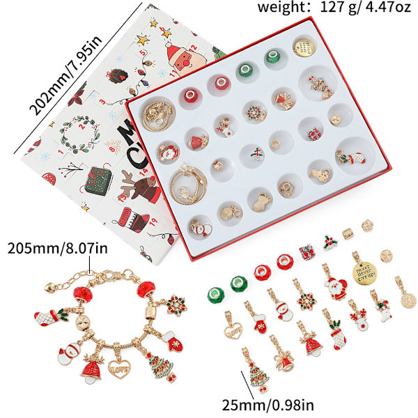 Julklappssmyckesset Låda 24 Nedräkningskalender Advent Överraskning Blind Box DIY E