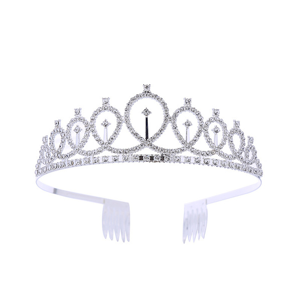 Hodeplagg for kvinner med krystaller, krystall- og rhinestone-bryllupshodeplagg med kamkrone, bursdagsprinseessehodeplagg A06# Silver White Diamond