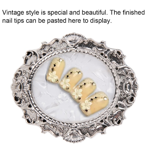 Retro Neglekunst Display Ramme Polish Farve Acryl Gel Tips Display Manicure Vintage Sølv