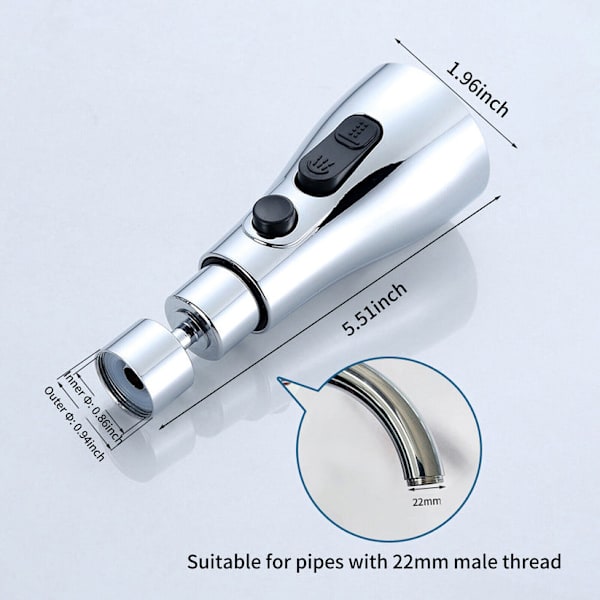 Munstycke för kran - 360° roterbar köksblandare silver gray