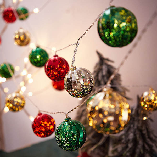 LED Lyskæde Julepynt Festoon Lampe Juletræ Snefnug Femtakset Stjerne Christmas Ball 6M40led Battery