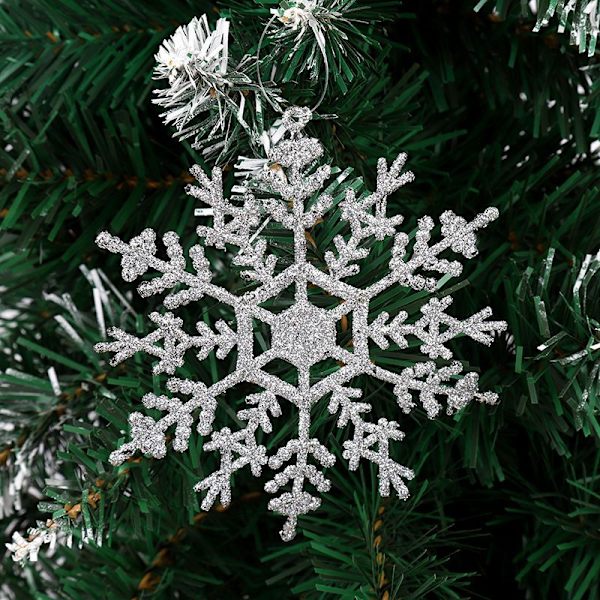 Juletrær Snøfnugg Henger Glitter Dekor Tilbehør Fest Sted Layout Jul Gold [with Lanyard]] 9 Packs [27 Packs]]