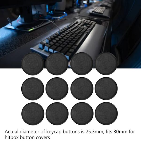 12 st Arcade-knappskydd Ersättningsmekaniska tryckknappsskydd för Kailh för Cherry för TTC för Akko för Glorious Switch Svart