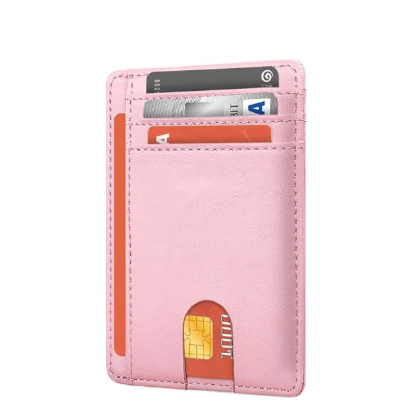Miesten korttiteline Aidosta nahasta RFID varkaudenesto pyyhkäistävä korttipidike AirTag reiällä Pink