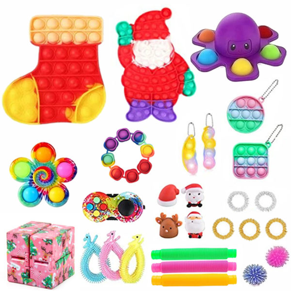 28 kpl Fidget Toys Pack Sensory Pop it Party -lahja joululahja