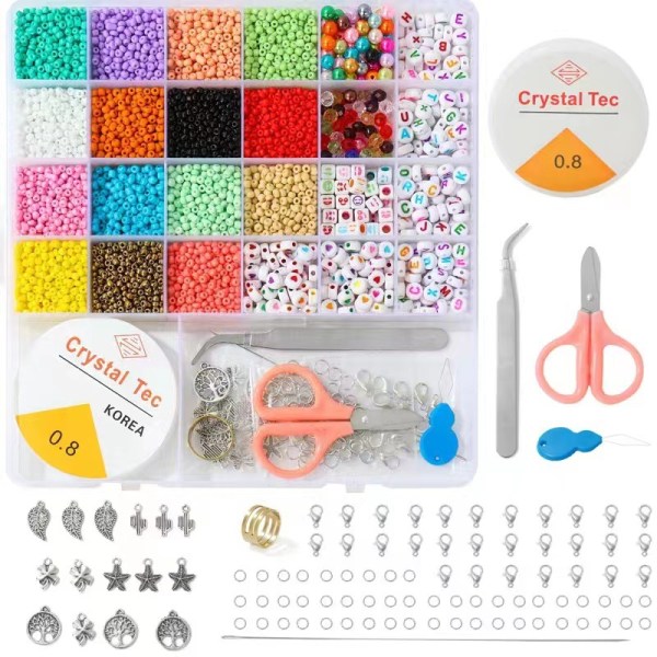 DIY Bead Box Kit Brevperler Multicolor DIY Armbånd Halskæde Tilbehør 8