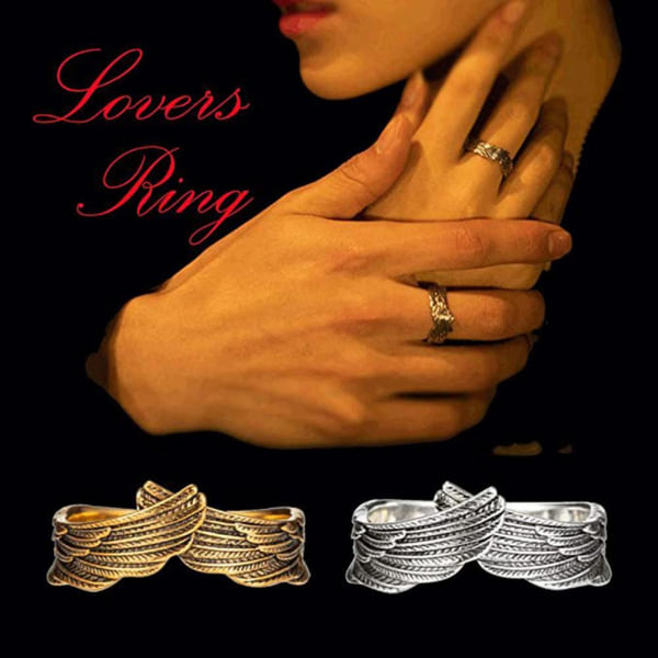 Engelring Retro Engelvinge Ring Justerbar Statement Ring Valentinsdagsgave til Par Elskere