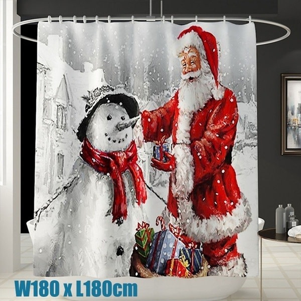 Julemanden badeforhæng toilet indretning badeværelse 3pcs