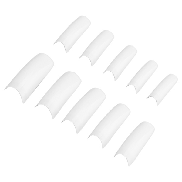 10 st Professionella Nagelspetsar Hemsalong Bärbar Kvinnor Falska Naglar Set Manikyr Verktyg N5346-01 Vit
