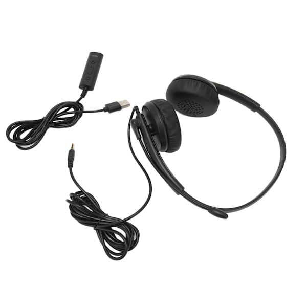 XD1000 USB-headset med 3,5 mm støjreducerende mikrofon - Kundeservice-headset til Skype, webinar og callcenter