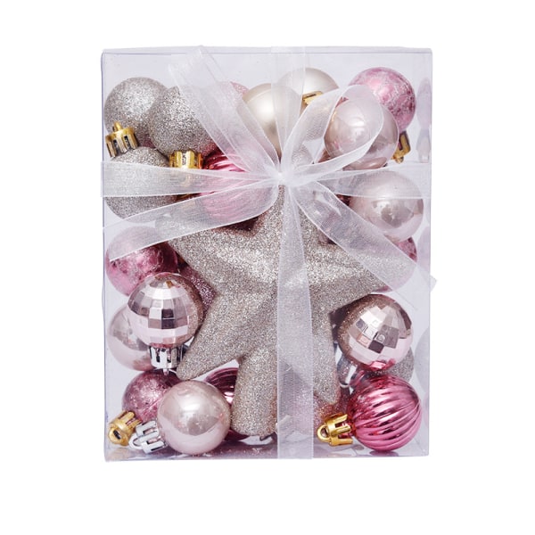 Julepynt 3cm Sett 30 Julekule Toppstjerne Gavesett Juletrepynt Red and White Silver