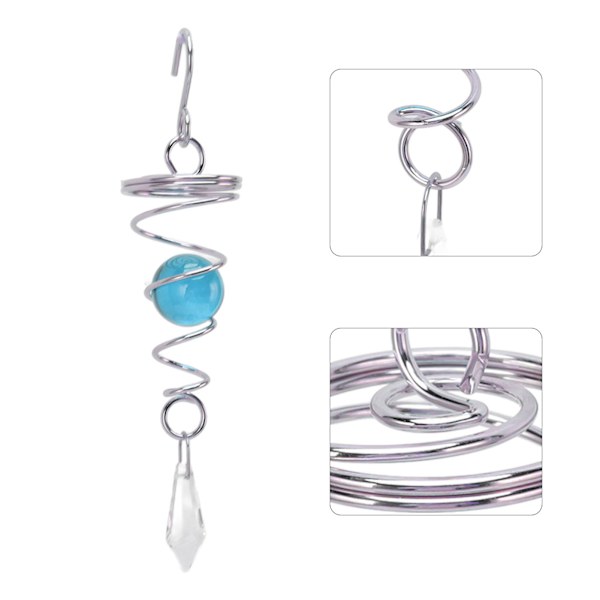 2 stk. Gazing Ball Spiral Halevindespindel Stabilisator Rustfrit Stål Spiral Vindklokker til Udendørs Blå Sø