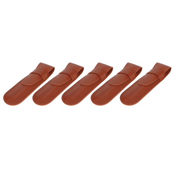 5-pack Clipperfodral Bärbar Utsökt Textur Brun Bekväm Känsel Skyddande Slida för Barberare