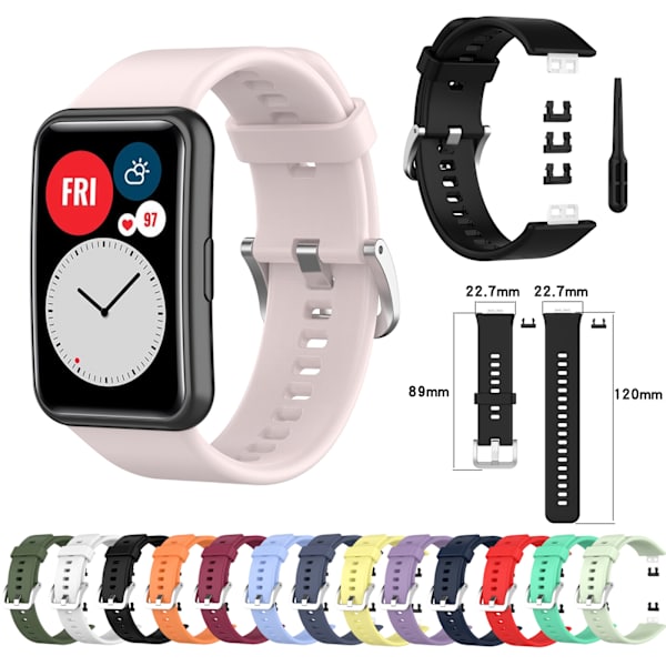 Silikon Sport Urremærke Rem Blød Åndbar Håndledsrem Udskiftning Kompatibel med HUAWEI Watch FIT