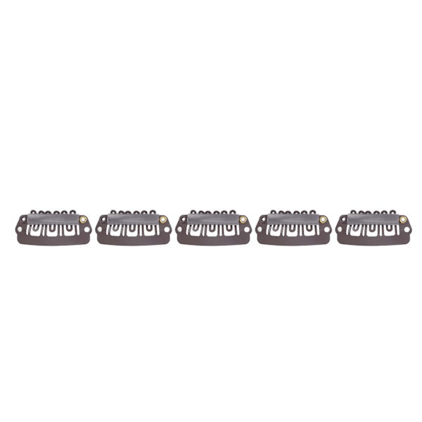 50 stk 6 Tips 6 Tenner Parykk Snap Clip Metall Rustfritt Stål Hårclips for Parykker Hårextensjon Mørk Brun