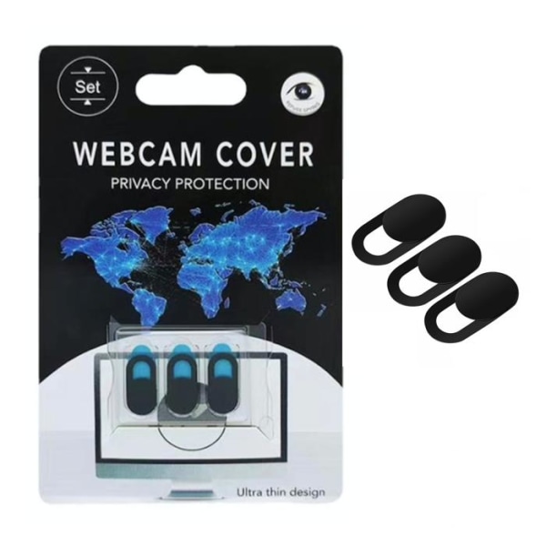 3-Pack Skydd för webbkamera - Webcam cover - Spionskydd Svart