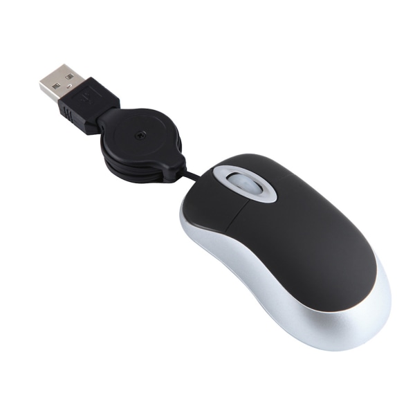 Mini-optrækkeligt kabel USB-kablet mus Rejseoptisk computermus