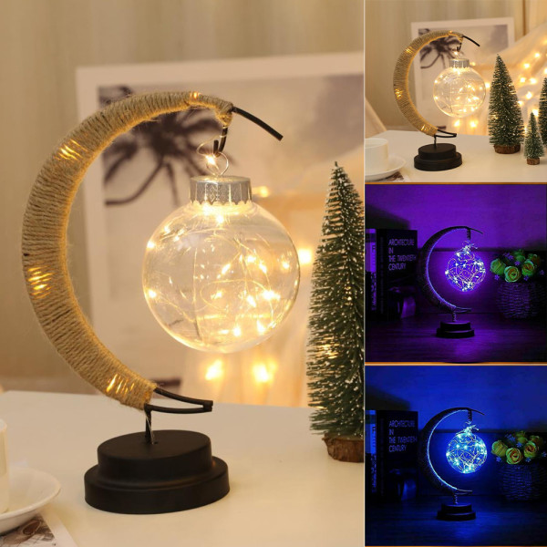 Fortryllet Månlampe USB Julegave LED Månlampe Vedhæng Blå