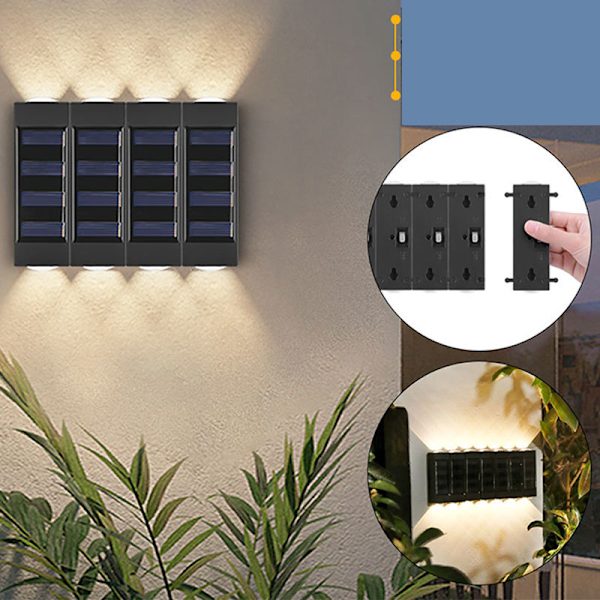 Solcelle væglampe Udendørs Vandafvisende Belysning 6LED Varmt Lys