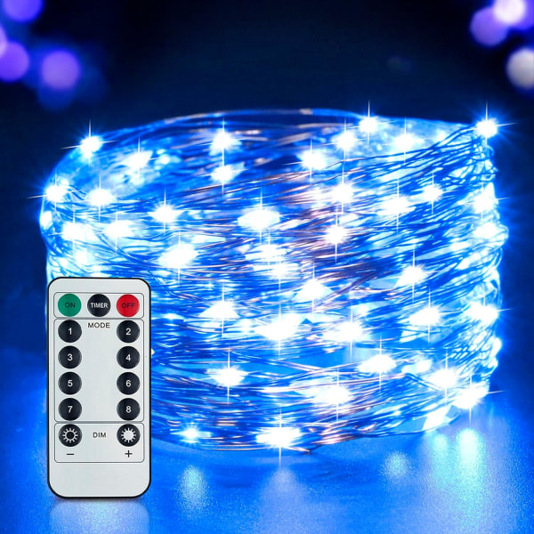 Lyssløyfer, Gritin 15 M/49 fot 150 LED-julebelysning Utendørs/innendørs dekorasjoner blue 15M