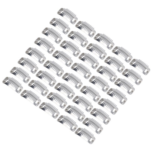 40 st Wig Clip Set Rostfritt Stål DIY 9 Tänder Snap Comb Hårförlängningsklämmor Tillbehör 1.3 tum Silver