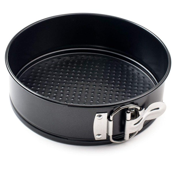 Tjock rund låsbuckla non-stick kakplatta pizzaplatta flyttbar spänne kolstål bakplatta kakform black 3pcs