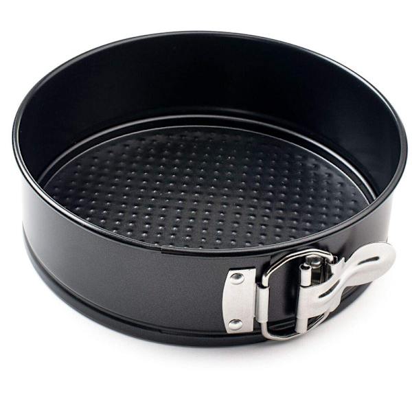 Tyk rund låsbeslag non-stick kageplade pizzaplade bevægelig beslag kulstofstål bageplade kageform black 3pcs