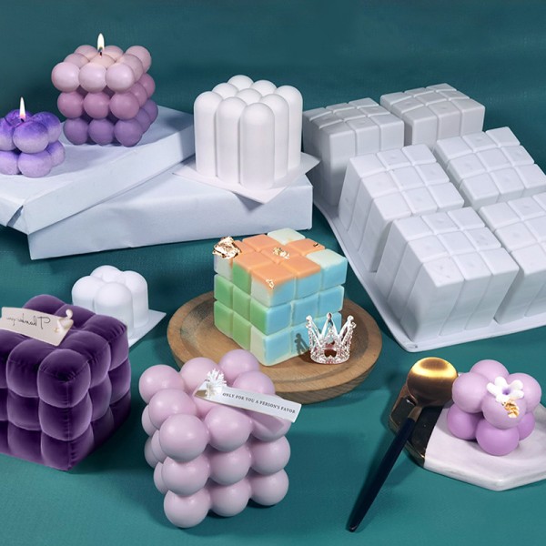 Silikonform 3D Terning Baking Mousse Form DIY Kvadrat C