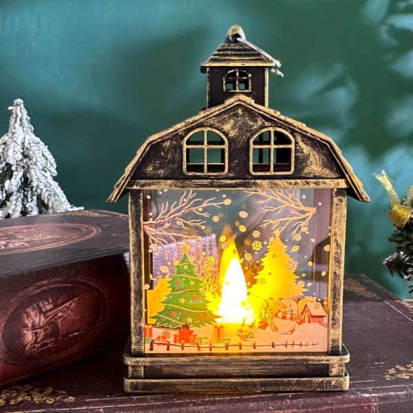 Julepynt Retro Bærbar Liten Nattelampe LED-pynt Juletrepynt Bronze-Elk