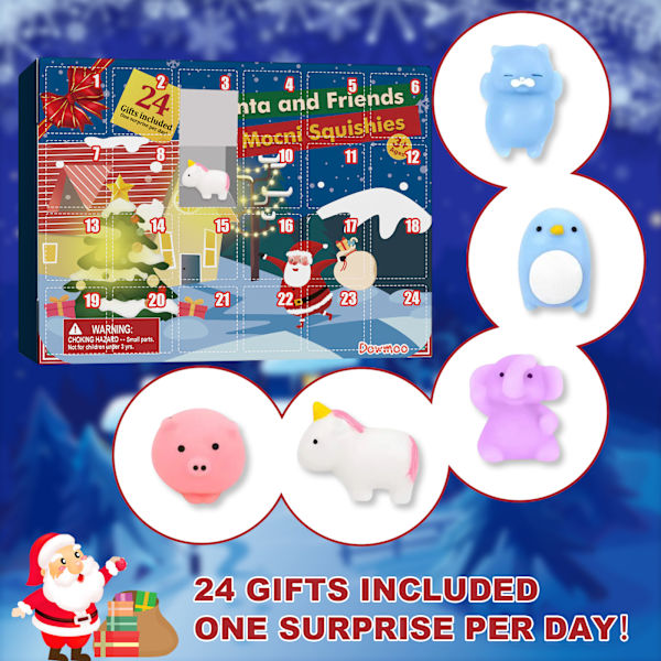 Jule-Knusle-Legetøjs-Adventskalender Blind Box 24 Ruder Jule-Gummianimal Legetøj Overraskelse Blind Box A