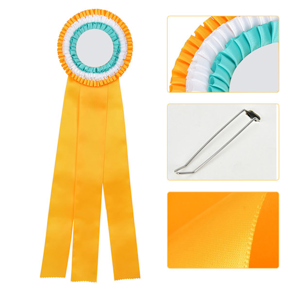 Generøs Ribbons Rosette Badge Pin Vinder Medalje Klasse Trofæ Pris Gul