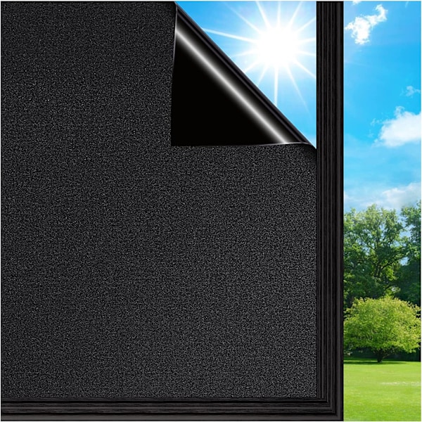 Paksuuntunut läpinäkyvä, läpinäkymätön ja liimaamaton, irrotettava sähköstaattinen huurrettu lasikalvo Black matte 120cm * 1m