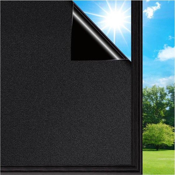 Tjock, transparent, ogenomskinlig och självhäftande fri, avtagbar elektrostatisk frostad glasfilm Black matte 60cm * 1m