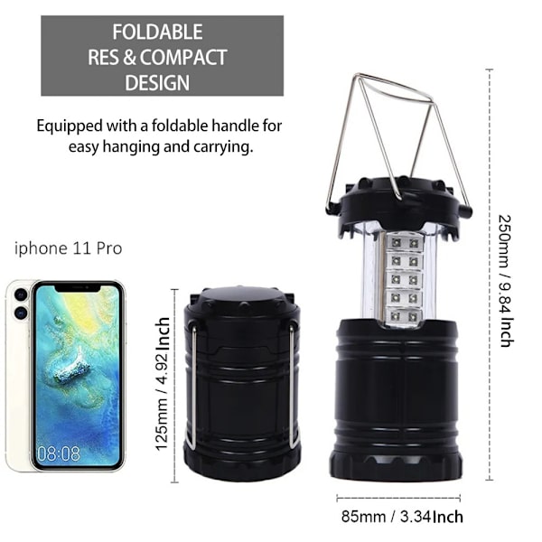 Solcellsdriven LED-lykta USB-laddningsbar Tältlampa