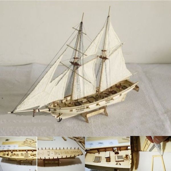 7 deler bronse deler Treseilbåt Skip Kit Hjem DIY Modell Dekorasjon Båt Gaver Leke for Barn