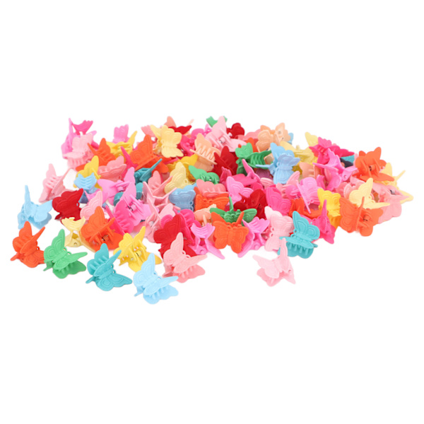 100 stk. Mini Butterfly Hårklemmer for Småjenter Fargerike Hårtilbehør Søte Butterfly Hårklemmer