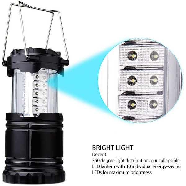 Solcellsdriven LED-lykta USB-laddningsbar Tältlampa