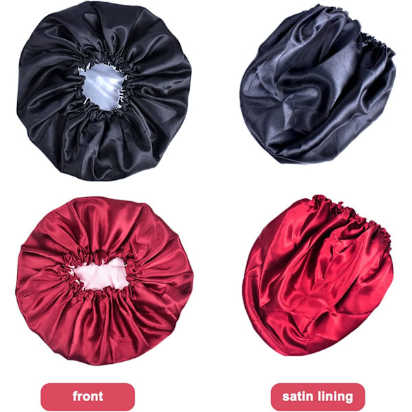 2-pack Satäng Hårhuva Sovhuva Nattmössa Sovhuvudskydd Elastisk