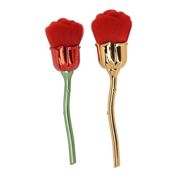 2 kpl Ruusun muotoinen kynsiharja pölynpoisto sakeutettu Die Cast Rose manikyyripuhdistusharja meikkiin