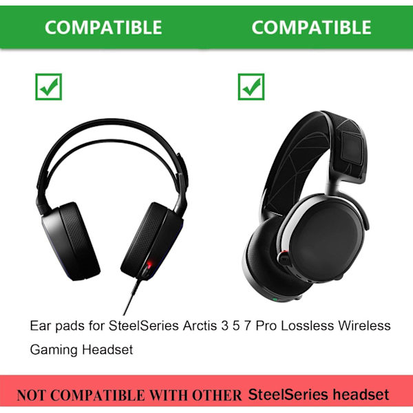 Öronkuddar för SteelSeries Arctis 3/5/7 Svart 1 par