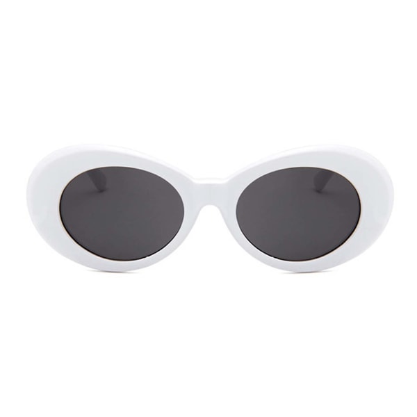 Hvide Store Runde Retro Solbriller Sort Glas