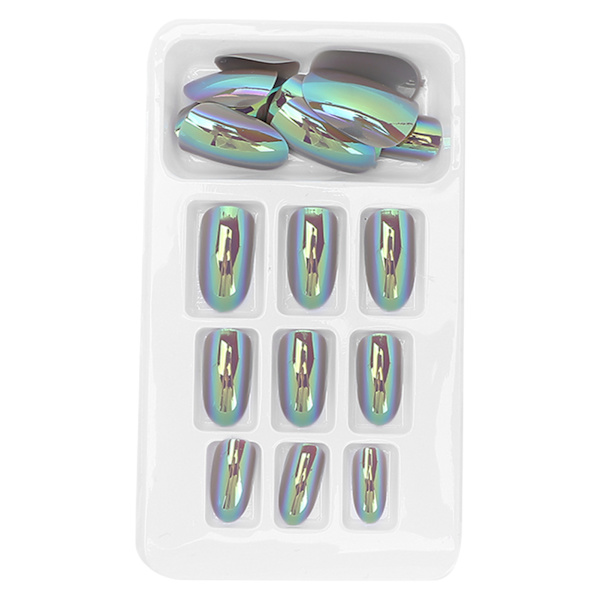24 stk Motefylte Kunstige Negler Avtakbare Lyse Farger Falske Neglplaster Full Dekning Neglekunst Tips06