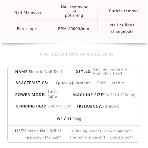 Elektrisk nagelfil nagellacksmaskin lila